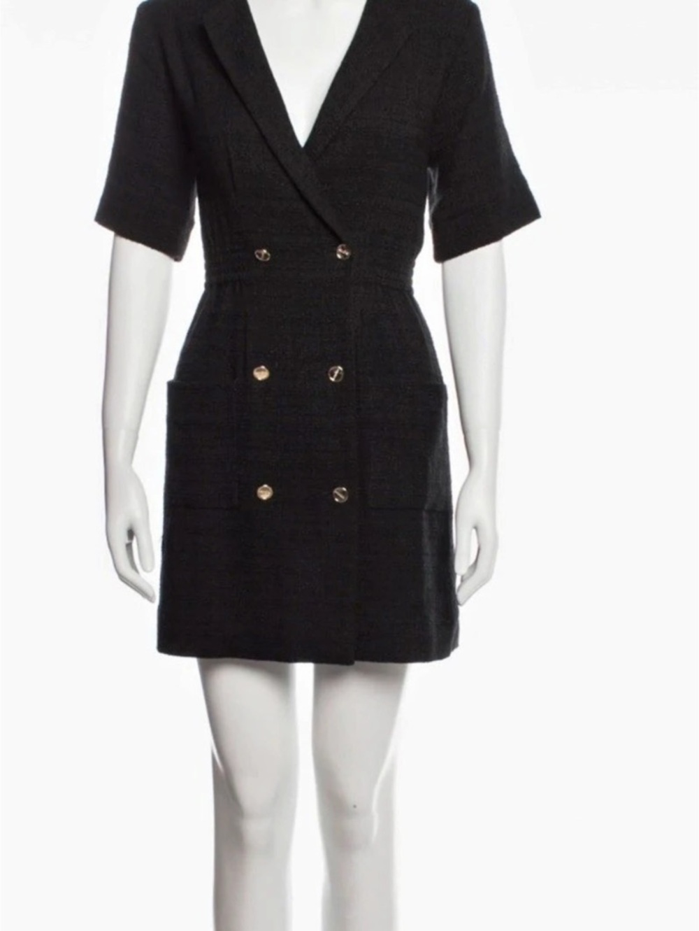 Sandro Double-Breasted Short Sleeve Blazer Dress Black Mini